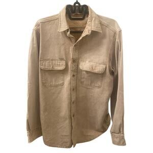80’s Vintage Carhartt Faded Cream Button Down Shirt Large
